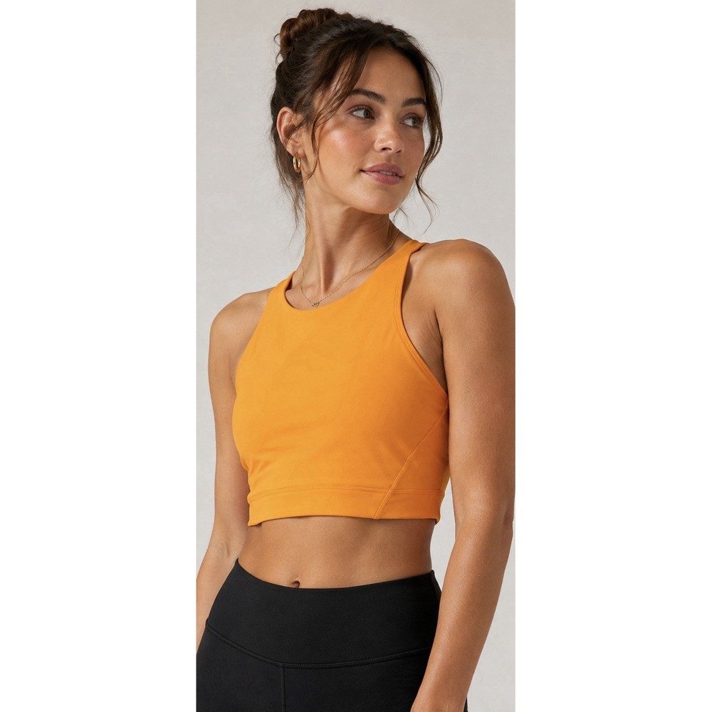 Lululemon Womens Size 8 Orange Racerback Sports Bra Crop Top Athletic